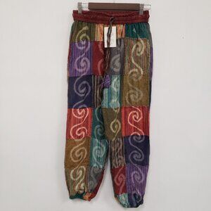 Rising International Womens Hippie Festival Patchwork Joggers Size S Boho Gypsy